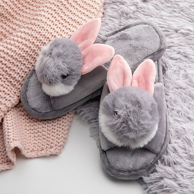 Papuci de iepuraș pentru femei gri Vixis - Încălțăminte