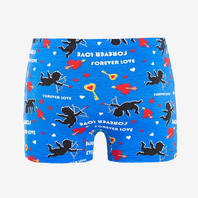 Boxer pentru bărbați albastru cu imprimeu - Lenjerie de corp