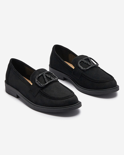 Mocasini negri pentru femei cu ornament Fogras- Footwear