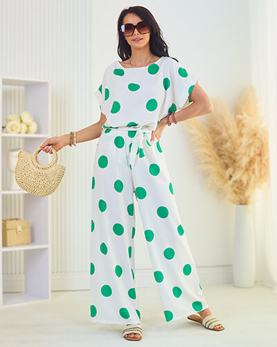 Royalfashion Set de mazăre verde și alb pentru femei