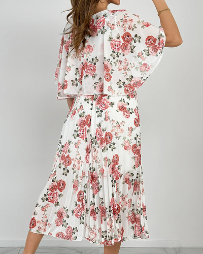 Royalfashion Rochie midi plisată cu motive florale pentru femei