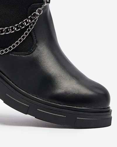 OUTLET Cizme negre de damă cu partea superioară a'la șosetă Foldaf- Footwear