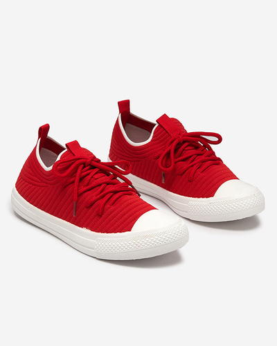OUTLET Tenisi roșii de damă cu nervuri Manfer- Încălțăminte