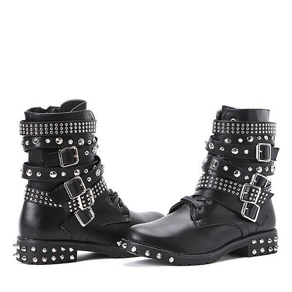 Czarne workery z ćwiekami Alex - Obuwie