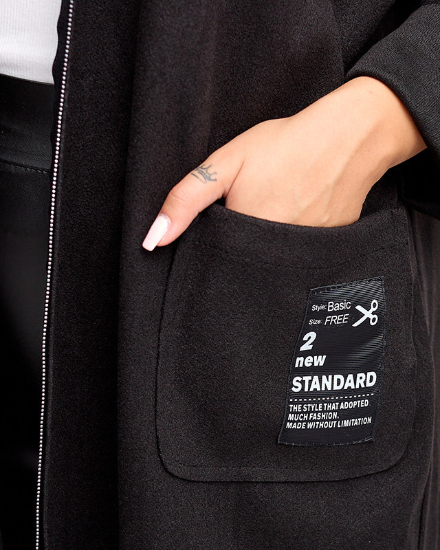 Jachetă neagră de damă cu inscripții - Îmbrăcăminte