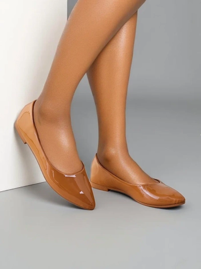 Royalfashion Pantofi ballet din piele ecologică lacuită pentru femei Aramiese