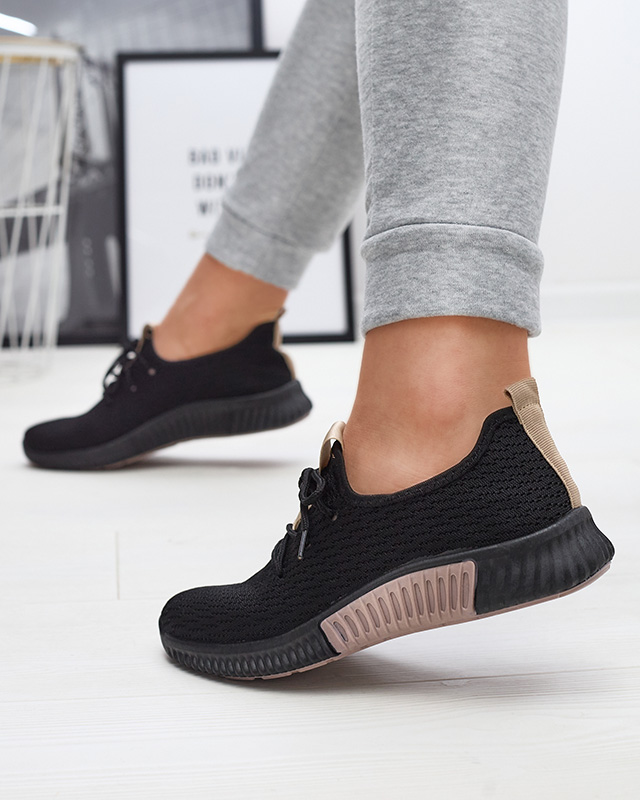 Pantofi sport negri pentru femei cu inserții maro Keteti - Încălțăminte