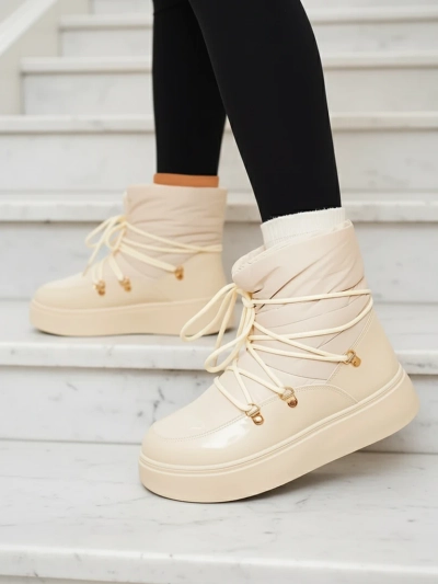 Royalfashion Cizme de zăpadă slip-on pentru femei de culoare crem Dabenda