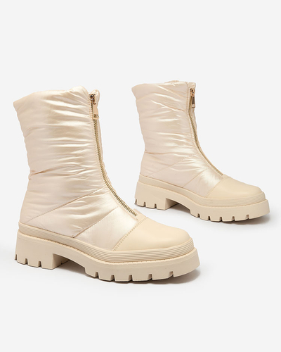 Royalfashion Cizme cu toc plat pentru femei Tainve Beige