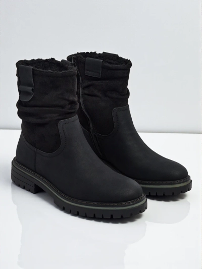 Botine înalte de damă din piele ecologică întoarsă Liora