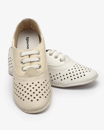 Mocasini alb traforați pentru copii Janno- Footwear