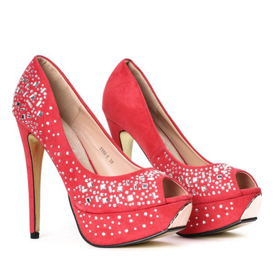 Różowe czółenka zdobione kamyczkami Bitssi - Obuwie