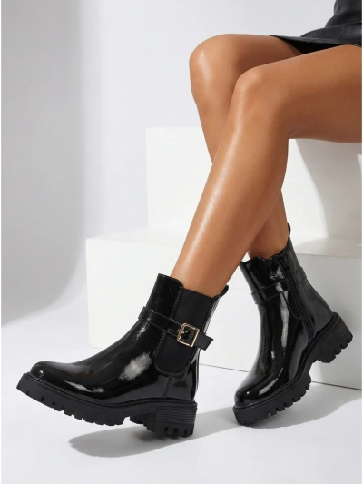 Botine de damă lăcuite din piele ecologică Calivi