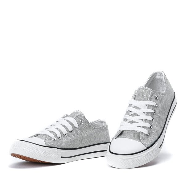 Srebrne trampki pokryte brokatem Audiene - Obuwie