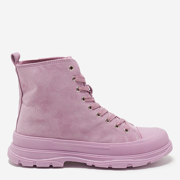 OUTLET Tenisi înalți de damă violet din piele de căprioară ecologică Domali- încălțăminte