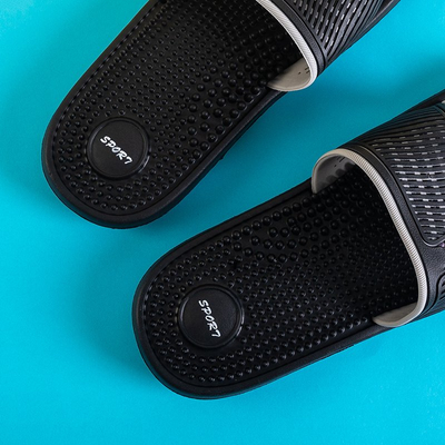 Papuci de cauciuc negri pentru bărbați cu vârfuri Liw - încălțăminte