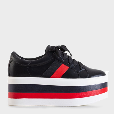 Încălțăminte sport dama neagră pe o platformă groasă Jemita - încălțăminte