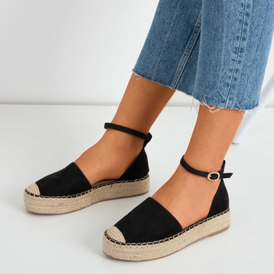 Czarne espadryle damskie na platformie Marcita - Obuwie