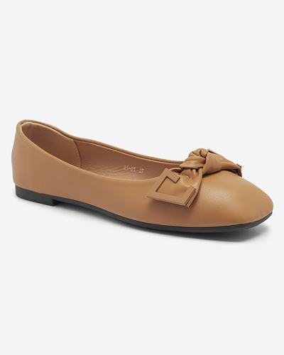 Balerini de damă de culoare camel cu decor pe nas Caxien- Footwear