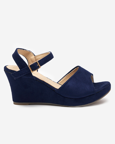 OUTLET Sandale de damă bleumarin pe pană Nalem - Încălțăminte