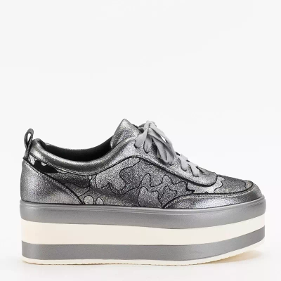 OUTLET Pantofi dama gri pe platforma Exira - Incaltaminte