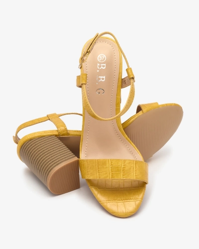 Sandale de damă galbene cu ștanțare Francola- Footwear