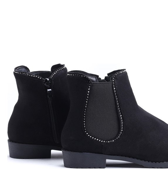 Czarne sztyblety z cyrkoniami Elizabeth - Obuwie