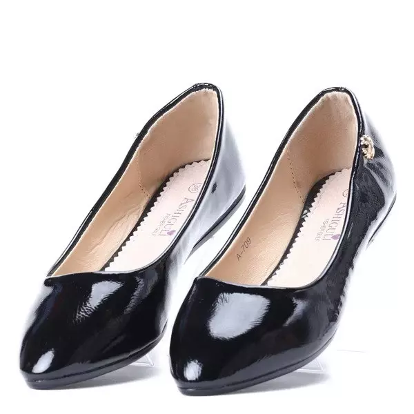 OUTLET Ballerine Meganno negre, brevetate - Încălțăminte