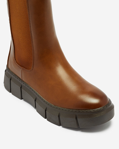 OUTLET Cizme cu platformă pentru femei de culoare camel Couell- Footwear