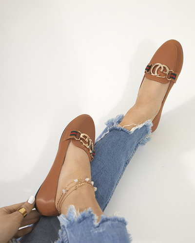 Mocasini de dama cu decor camel Meneris - Incaltaminte