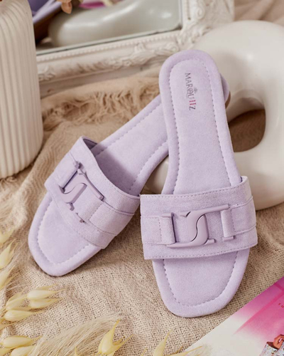 Royalfashion Șlapi de damă mov cu cataramă Rydr