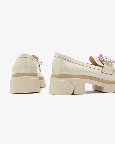 Mocasini bej lăcuit pentru femei Geloppa- Footwear