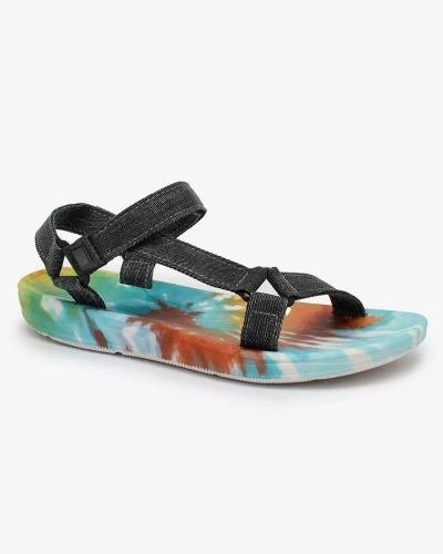 Royalfashion Sandale negre pentru femei cu talpă colorată Asottil