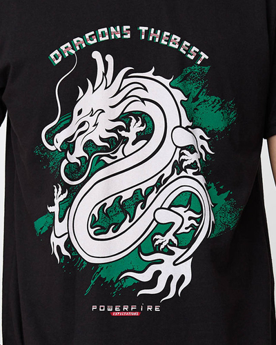 Tricou bărbătesc din bumbac negru cu imprimeu - Îmbrăcăminte