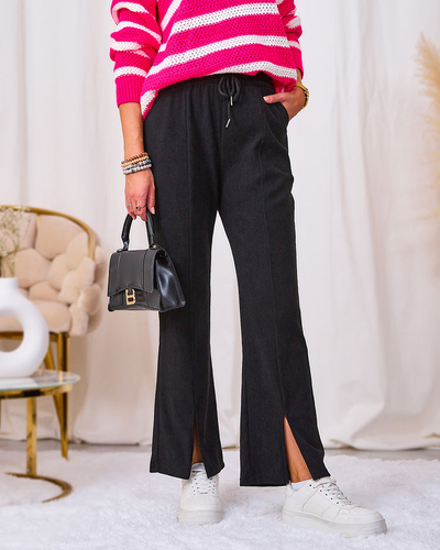 Royalfashion Pantaloni din stofă de catifea neagră pentru femei