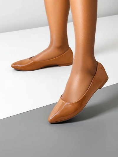 Royalfashion Pantofi ballet din piele ecologică lacuită pentru femei Aramiese