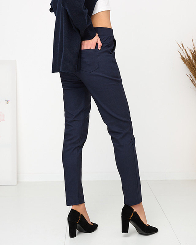 Pantaloni treggings izolatori de damă albastru marin PLUS SIZE - Îmbrăcăminte
