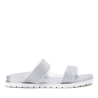 Srebrne klapki z cyrkoniami Penna - Obuwie