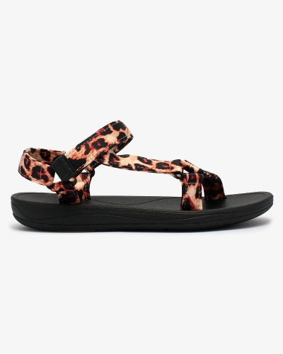 Royalfashion Sandale de damă bej cu model leopard Leonno