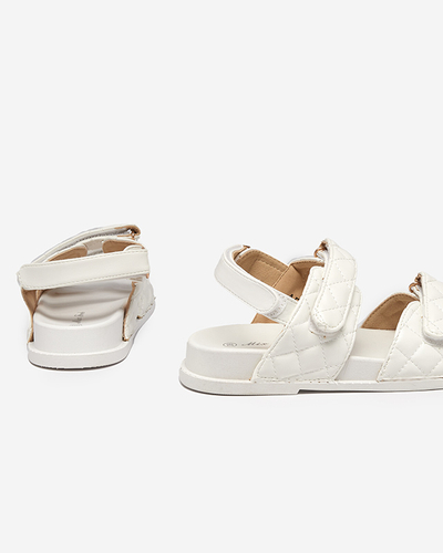 Sandale albe de damă Korine cu velcro - Încălțăminte