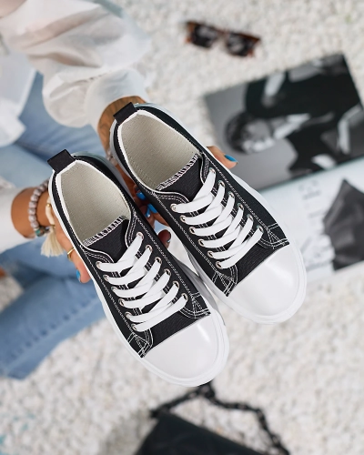 Royalfashion Adidași cu platformă pentru femei negre Merija