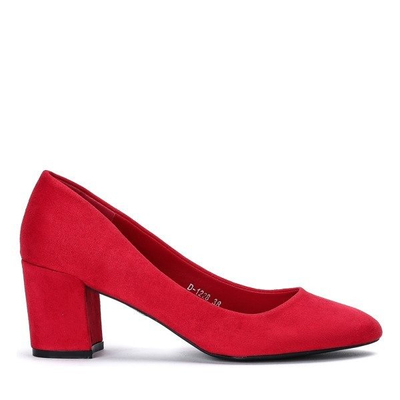 OUTLET Czółenka na słupku z eko zamszu w kolorze czerwonym Madisynn- Obuwie