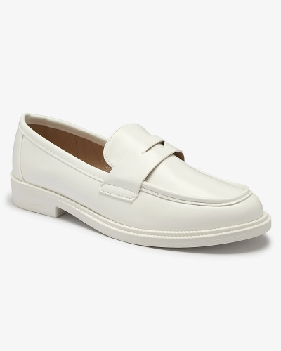 Mocasini albi pentru femei din piele ecologică Zibom- Footwear
