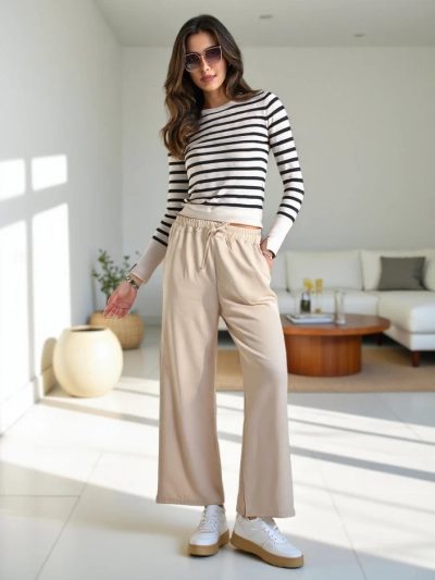 Royalfashion Pantaloni largi de trening pentru femei