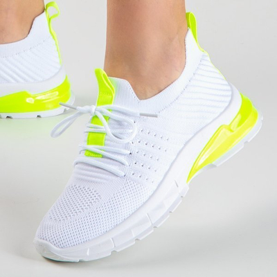 OUTLET Încălțăminte de sport albă cu inserții Brighton galben neon - Încălțăminte