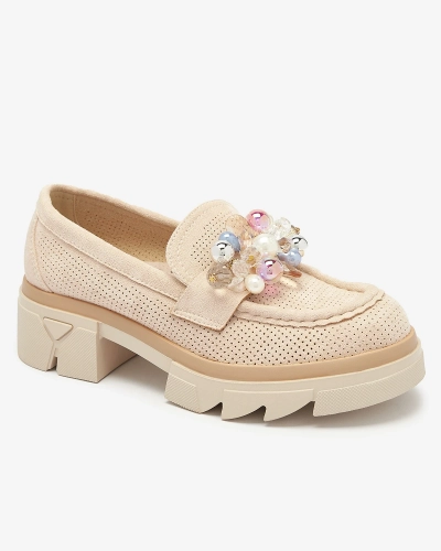 Mocasini bej traforați de damă Peloga- Footwear