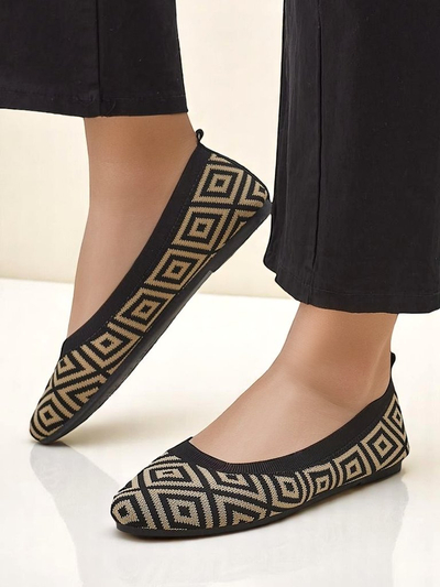Royalfashion Balerine de damă din material textil cu imprimeu geometric Metric