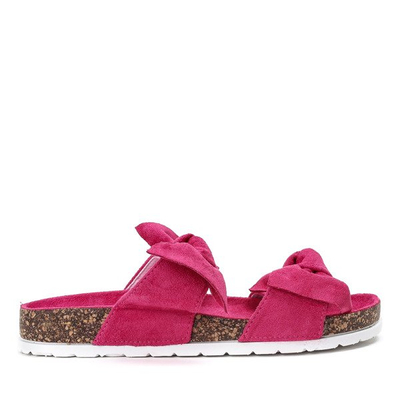 Fuksjowe klapki z kokardką Marecia - Obuwie