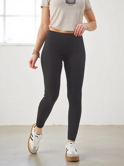 Leggings din bumbac cu nervuri Royalfashion pentru femei