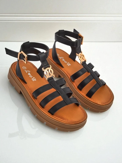 Royalfashion Sandale de damă tip romane Golden Livia